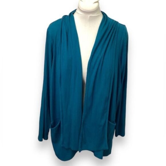 Lane Bryant Women's Open Front Long Sleeve Ribbed Jersey Knit Cardigan, 22/24 - Picture 1 of 7